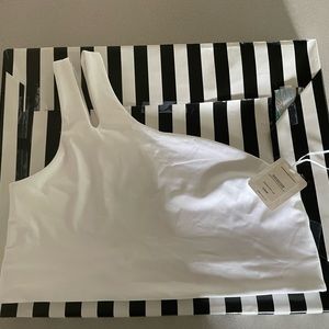 Fabletics one shoulder sports bra 2x white